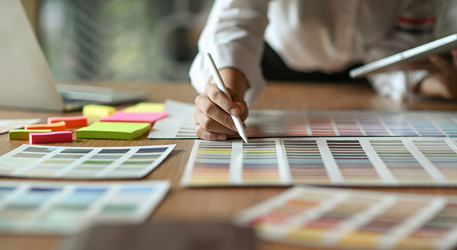 designer selecting colour options